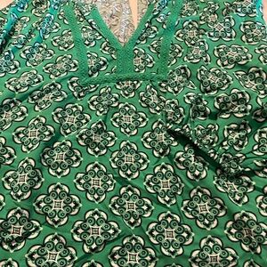 Crown & Ivy Teal and Black Patterned Top
